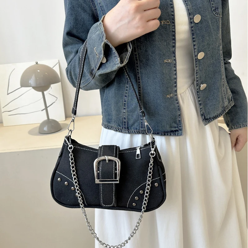 Y2k Vintage Women Underarm Bag Korean Casual Cute White Shoulder Bag Ladies Sling Leather Zip Purses Girls Fashion Tote Handbag