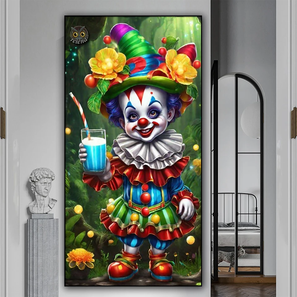 

Cartoon clown diamond painting new 2024 Diy Jewelry cross stitch Full Square Round diamond art Cute Boy Halloween Home Decor