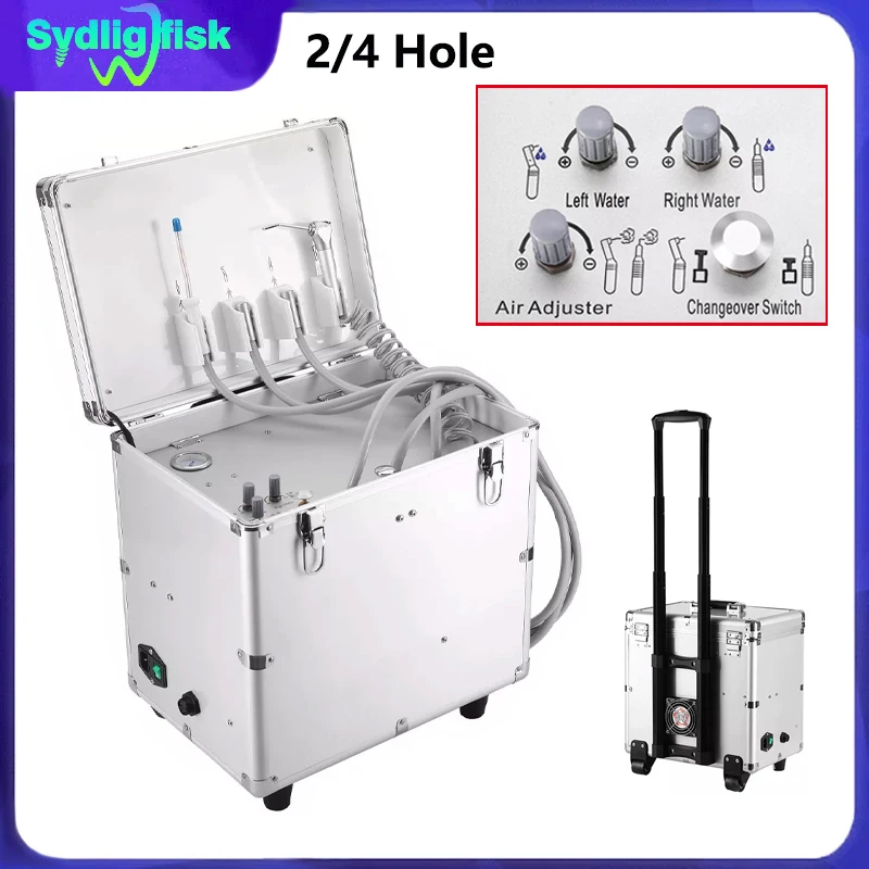 

BD-402A Portable Dental Unit With Air Compressor Surgery Turbine Units Hand-Held Trolley Case Dentistry Lab Tools Equipment