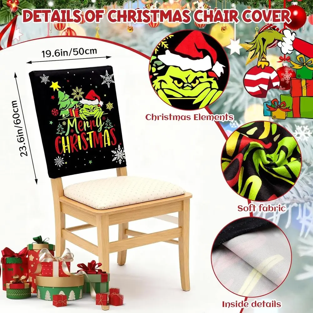 أغطية كراسي عيد الميلاد على طراز المزرعة - قابلة للإزالة والغسل للمنزل والمطاعم والفندق - تحمي الأثاث #2