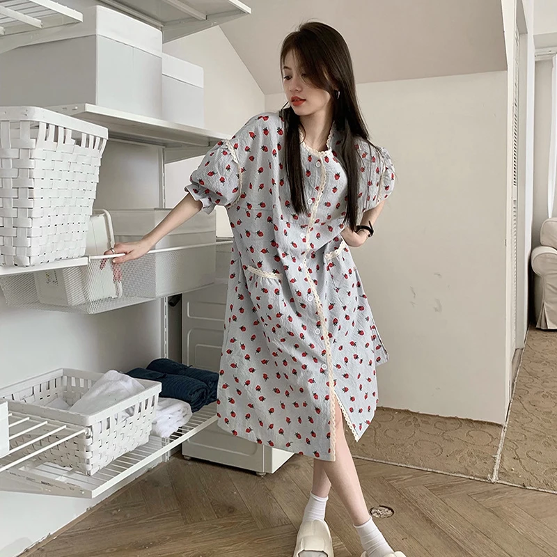 Sommer pyjamas Set Kurzarm Damen Pyjamas Nachtwäsche Home Wear Mädchen Blumen druck Nachtwäsche koreanischen Stil einteiligen Pyjama