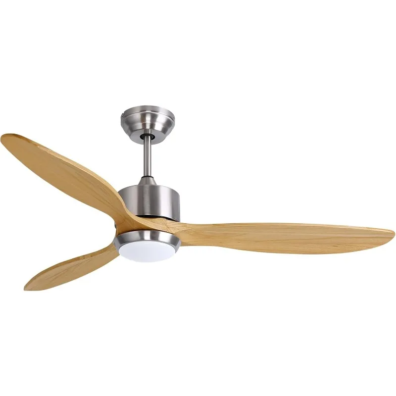 60 inch Smart Ceiling Fan with Light Remote Control, Dimmable Led Quiet DC Motor Wood Ceiling Fan for Living Room, Bedroom