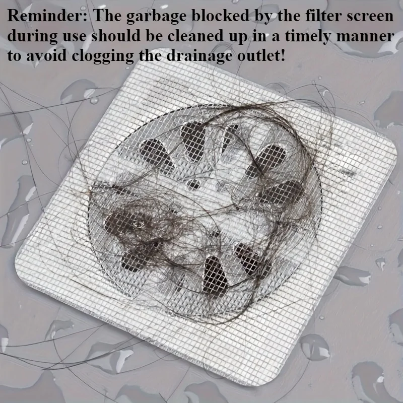 10 ملصقات مضادة للانسداد على شكل تصريف أرضية ذاتية اللصق، فلتر شبكي مقاوم للبقع، لأغطية تصريف حوض الحمام/المطبخ