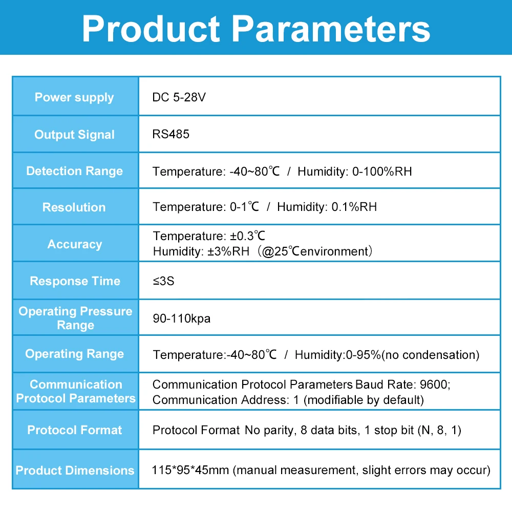 SHT30 Temperature Humidity Sensor Industrial Sensors Monitor Transmitter 5Pin 35MM DIN Tracks Output RS485 Modbus Protocol