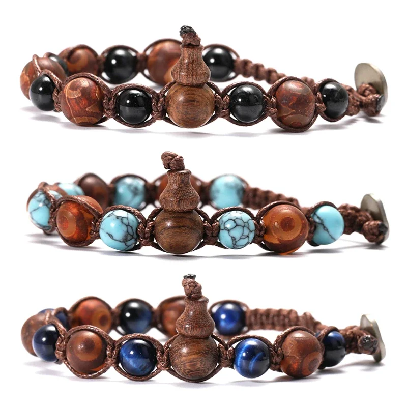 Handmade Bracelet for Men Women Tibetan Buddhism Buddha Wood Lucky Meditation Prayer 8mm Natural Stone Beads Jewelry