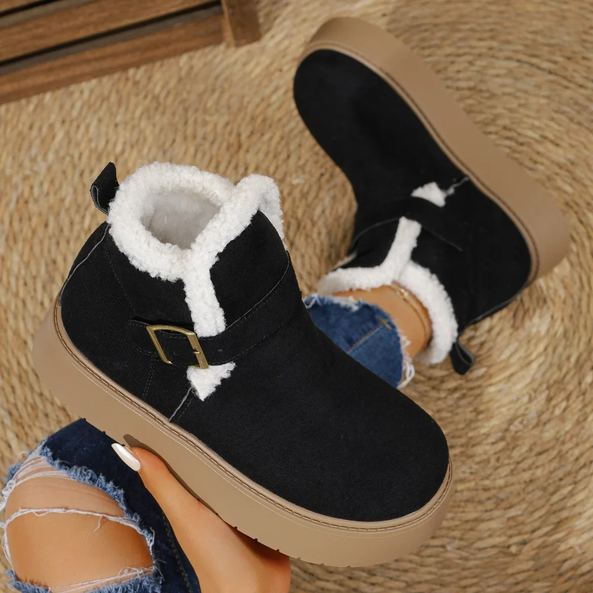 

Women's Snow Boots Thicken Plush Warm Cotton Shoes Outdoor Non Slip Platform Boot Comfortable Ankle Boots for Women Winter Boots