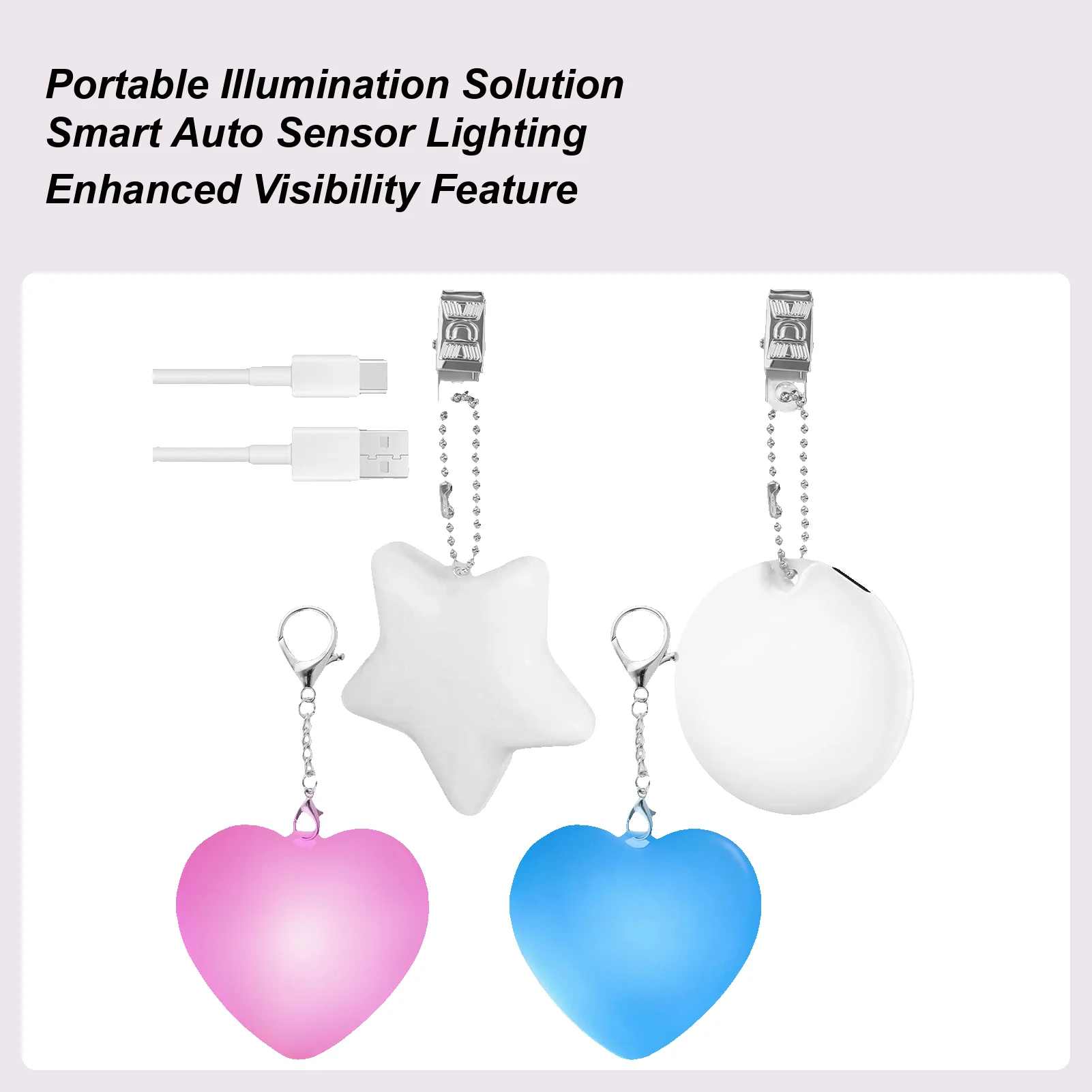 Love Wallet Handbag Touch Sensor Light Heart-shape LED Light Purse Bag Portable Automatic Sensor Rechargeable Keychain