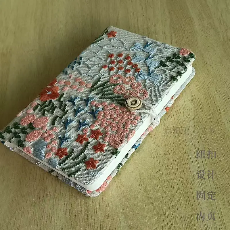 A5 و A6 النسيج التطريز زهرة البحر ختم كتاب المفكرة سجل طالب كتيب فارغ مجلة القرطاسية التطريز الحرفية