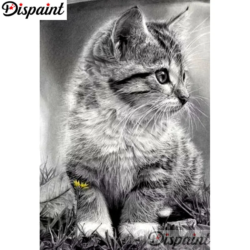 

Dispaint Full Square/Round Drill 5D DIY Diamond Painting "Animal cat" Embroidery Cross Stitch 3D Home Decor A10327