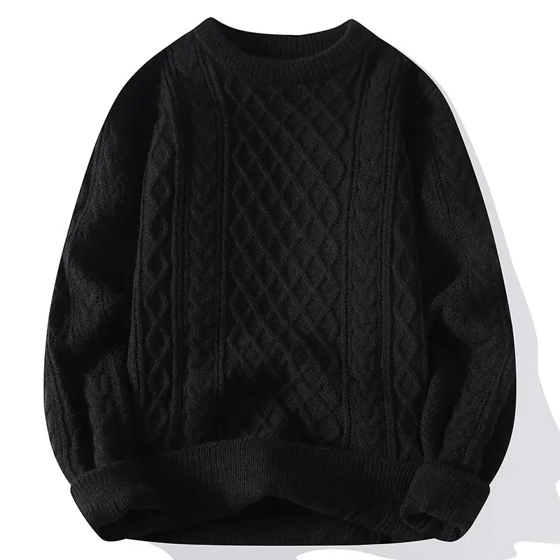 رجل ريترو الحياكة البلوز البلوزات الخريف الشتاء الرجال سترة خمر س الرقبة بلون رجالي محبوك البلوفرات فضفاضة Harajuku #4