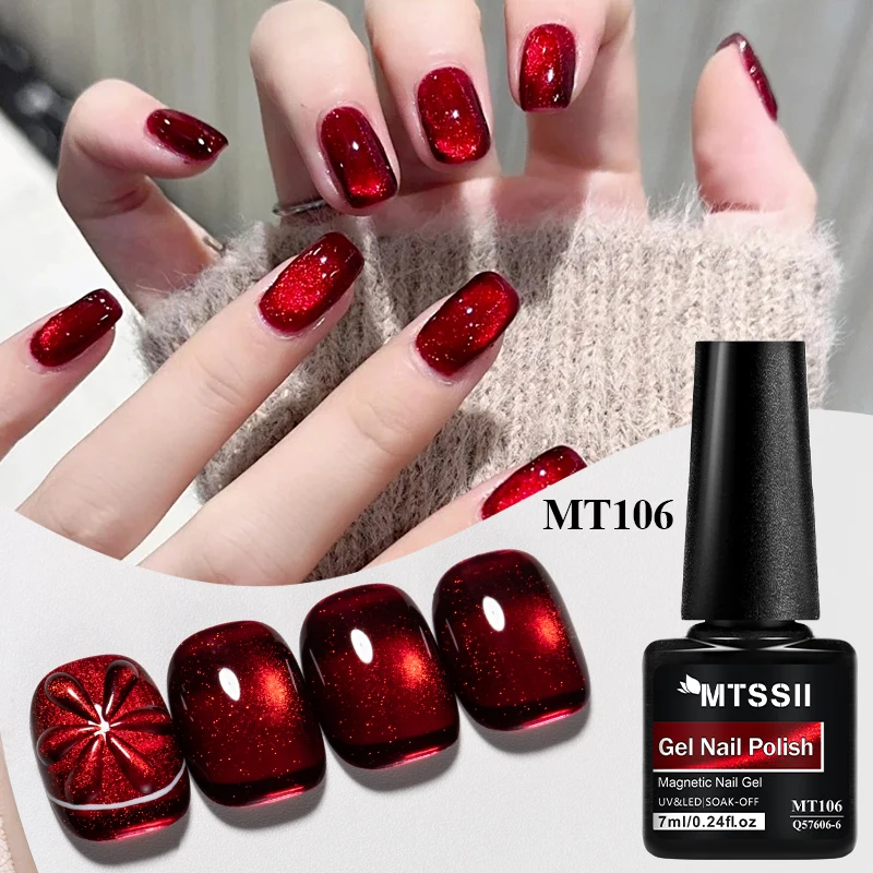 7 ml Shine Red Winter Christmas Cat Magnetischer Gel-Nagellack Highlight Sparkling Glitter Semi Permanent Soak Off UV-Gel-Lack