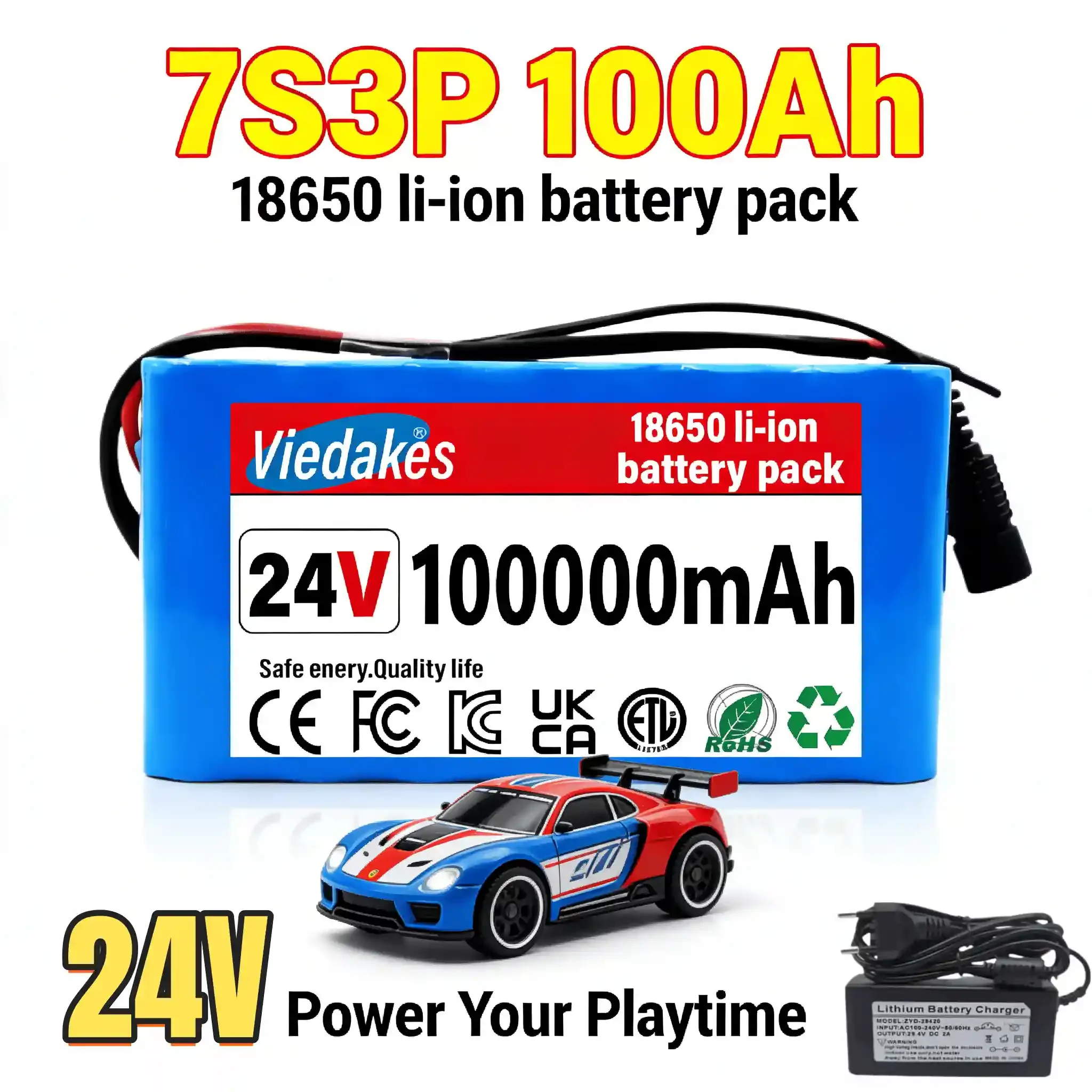 🔥VIEDAKES 24V 7S3P Lithium Battery 10Ah 18650 Long Cycle Life Rechargeable Pack for Electric Wheelchair Daily Mobility