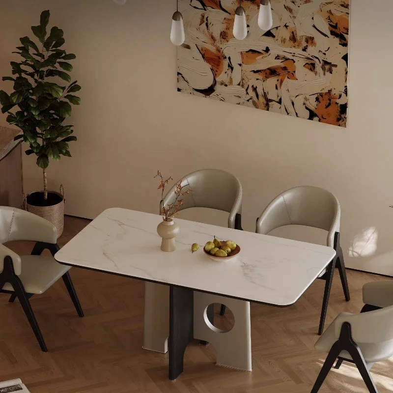 

Modern minimalist marble dining table and chair combination