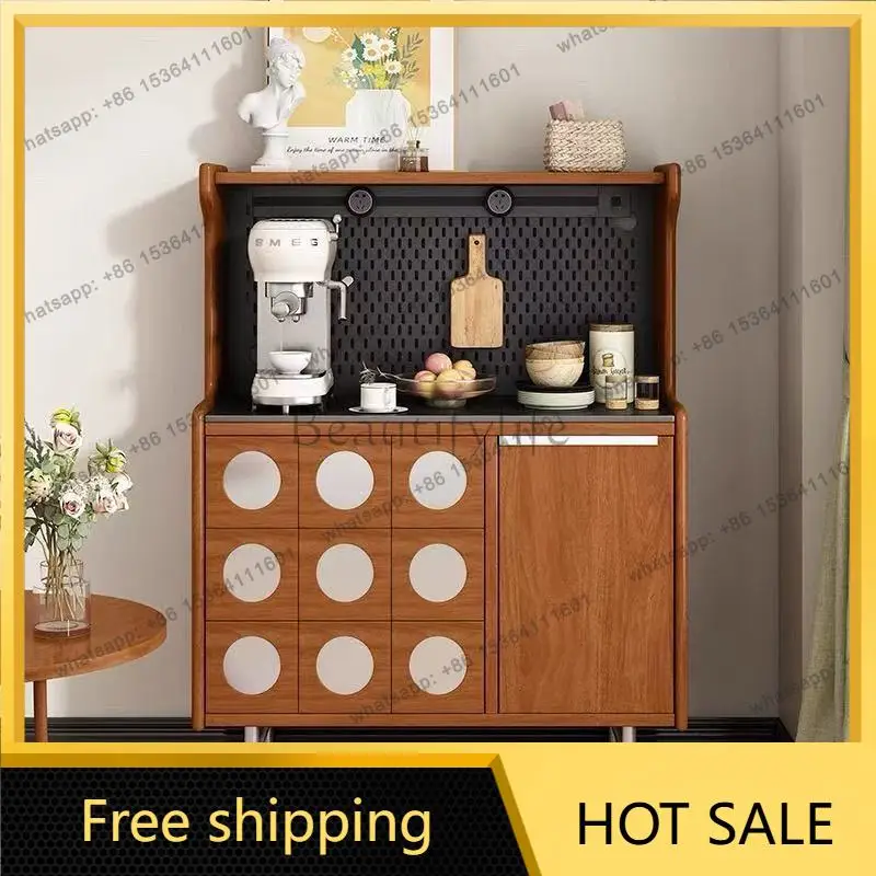 LJY solid wood medieval dining side cabinet integrated retro tea cabinet locker