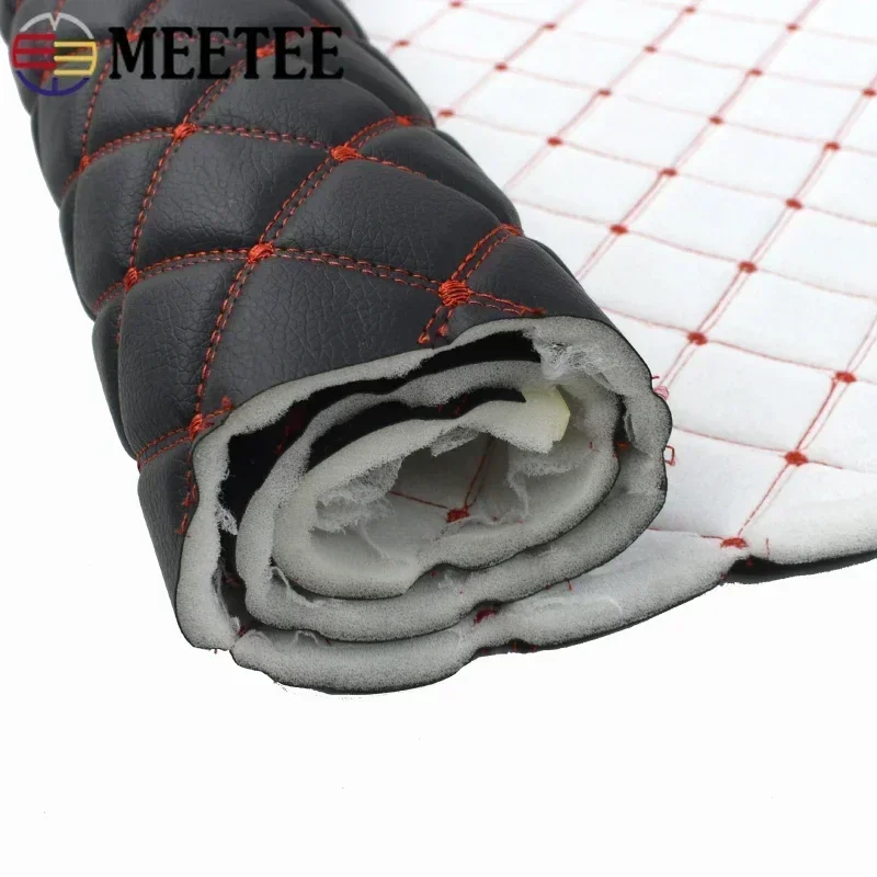 45*160cm Embroidered Plaid Fabric 0.7mm Artificial PVC Leather Fabrics for Sofa Car Interior Seat Cushion Decoration Material