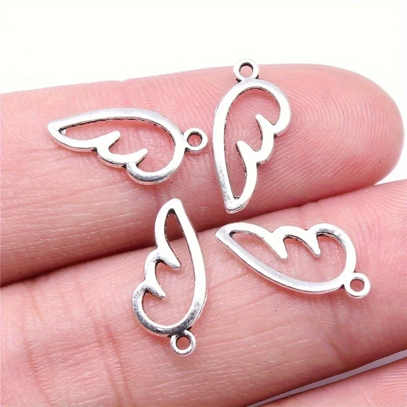 20pcs Antique Silvery Angel Wings Charm Pendant DIY Earrings Necklace Bracelet Handmade Craft Jewelry Accessories