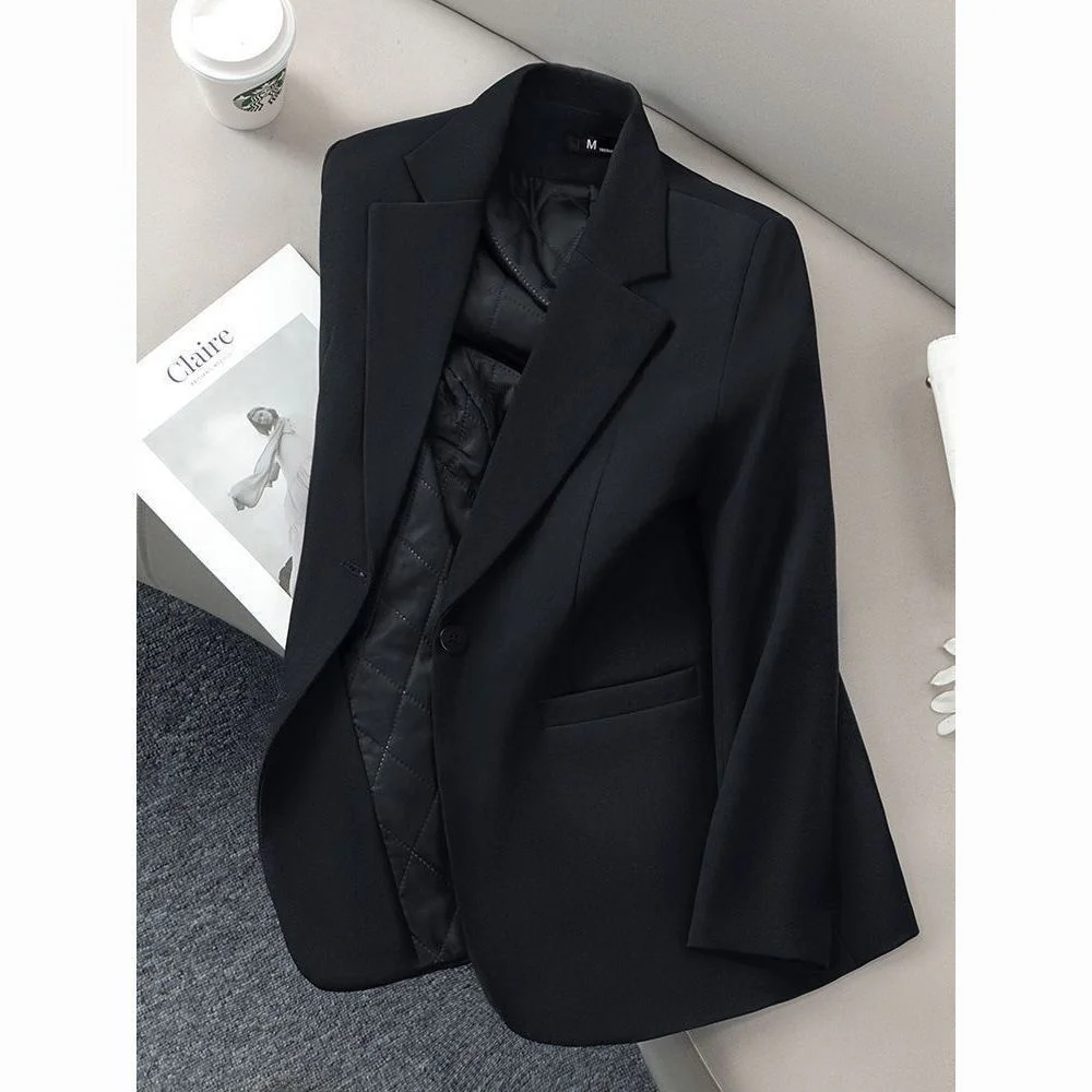 ربيع جديد Sle المرأة رداء غير رسمية Jaet ort Bla التخسيس الراقية الشعور طويل Sve زر حتى معطف فام Faion #3