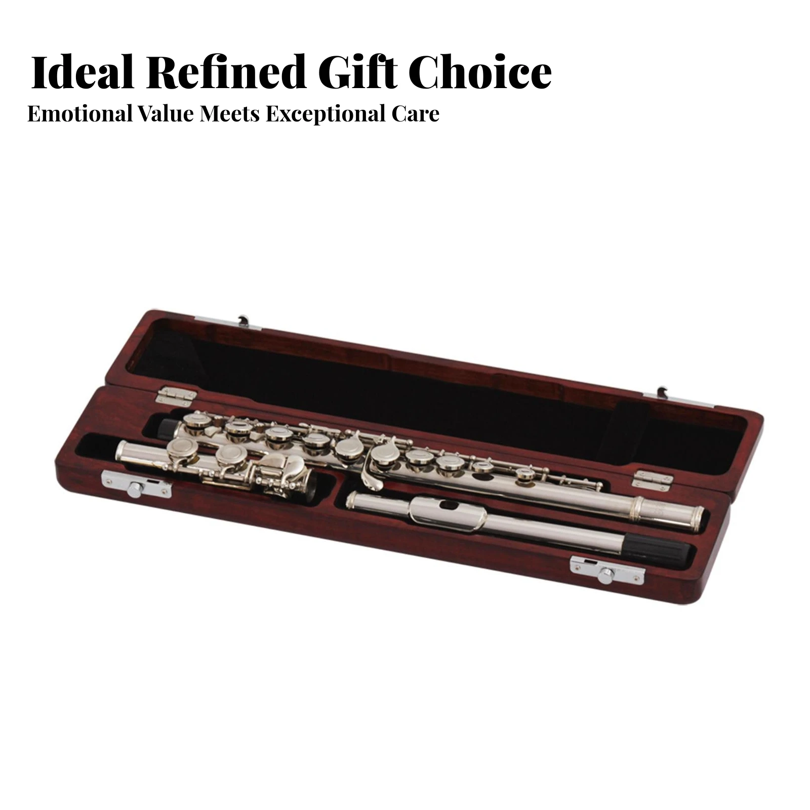 Wooden Flute Case Hinged Flute Storage Case Metal Latch Safeguarding Instrument Gear Rectangular