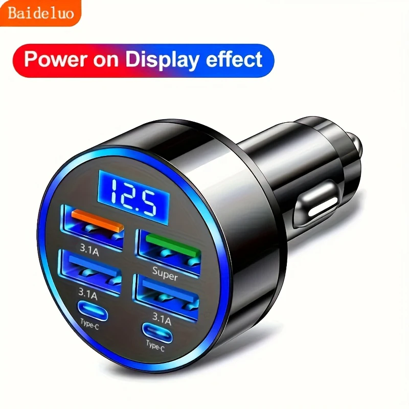 2-6 Ports Car Charger Fast Charging PD QC3.0 USB C Car Phone Charger Type C Adapter in Car For iPhone Samsung Huawei Xiaomi