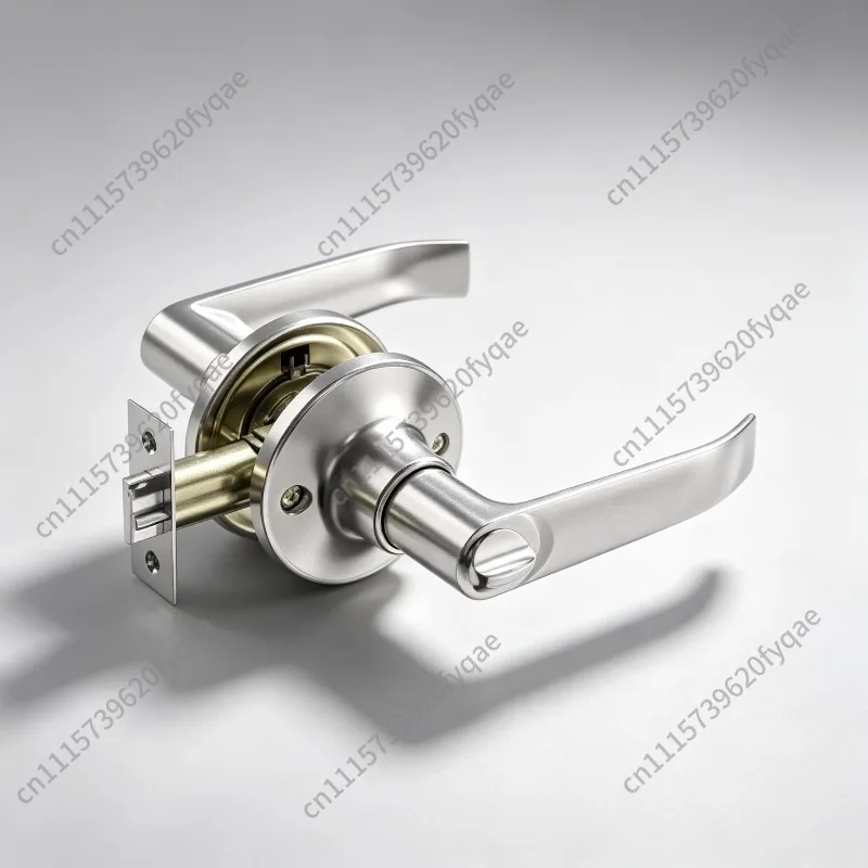 Three‑Rod Aluminum Bathroom Toilet Door Lock, Universal Lever Handle Lock with Key for Household Door Repair Work