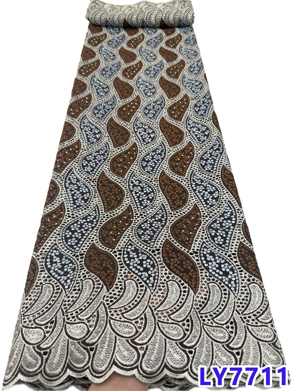 

Швейцарская хлопковая кружевная ткань Voile высокого качества, 5 ярдов, вышитое африканское кружево, 2026, для свадебных и праздничных платьев для женщин M256-1