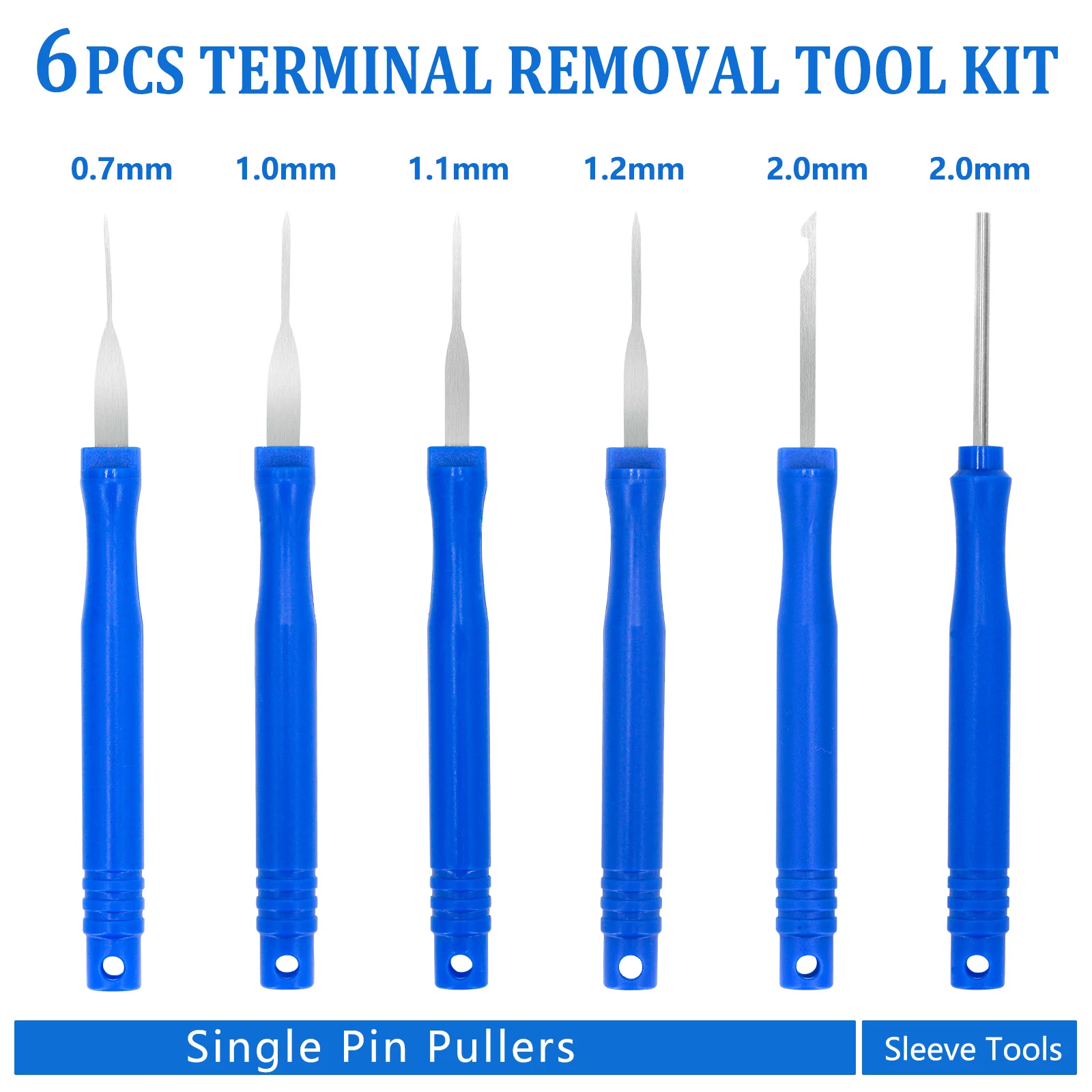 

6Pcs Upgraded Blue Electrical Pin Removal Tool Kit Electrical Wire Connector Pin Release Tool Automotive Terminal Release Kit