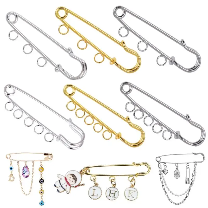 10pcs/lot Safety Pins Brooch Blank Base Brooch Pins Rings Jewelry Pin Findings DIY Jewelry Making Supplies Accessories Wholesale