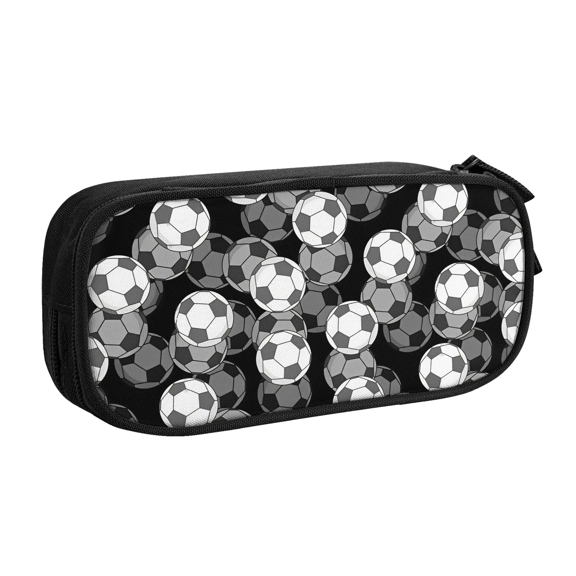 3D Effect Footbally Seamless Pattern Pencil Case for Girls Boys Big Capacity Soccerly  Pen Box Bag Stationery