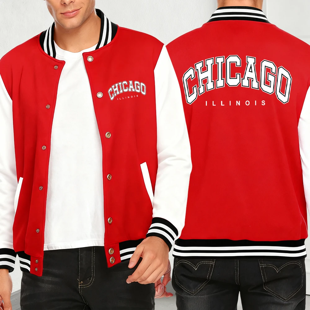 

Одежда с буквенным логотипом Chicago, мужская осенняя уличная одежда, американский топ, модные свободные куртки, повседневная уличная бейсбольная майка