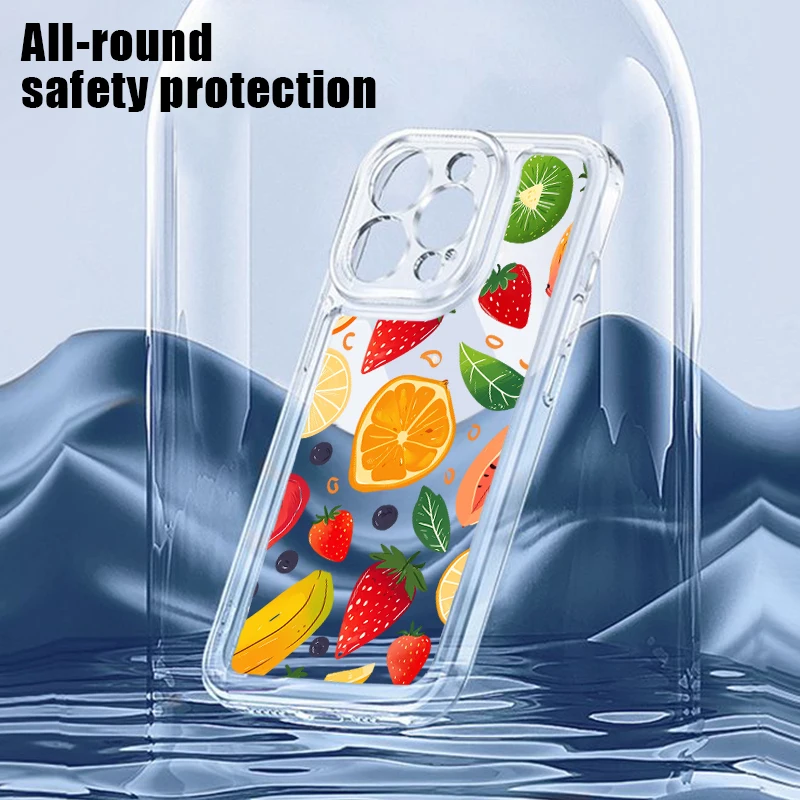 Watermelon Case For iPhone 15 17 Pro Max Lemon Cherry Fruit Clear Soft Cover For iPhone 14 16 13 12 Pro Max 11 SE 2022 16E Air