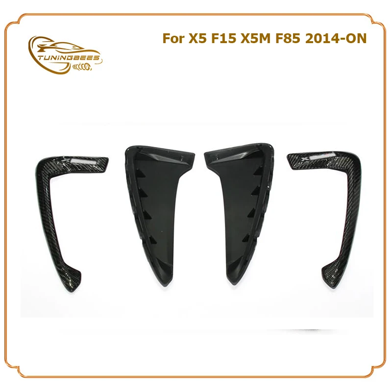 ABS+Real Carbon Fiber Replacement Style Body Side Fender Vent Trim Cover for BMW X5 F15 X5M F85 14 15 16 17 18 with Logo view 6