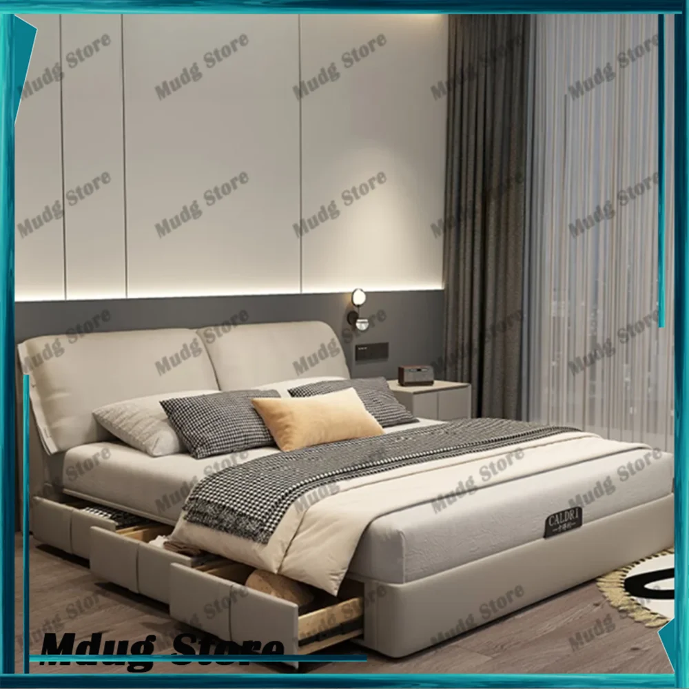 

Queen Frame Bed Upholstered Multifunctional Nightstands Lounge Bed Headboards Sleeping Muebles Para El Hogar Home Accessories