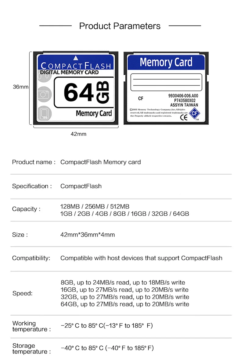 100 % Original-Lemiwei-Speicherkarte mit echter Kapazität, 64 GB CF-Karte, 32 GB, 8 GB, 16 GB, Compact-Flash-Karte für Kamera und Computer – Detail 5