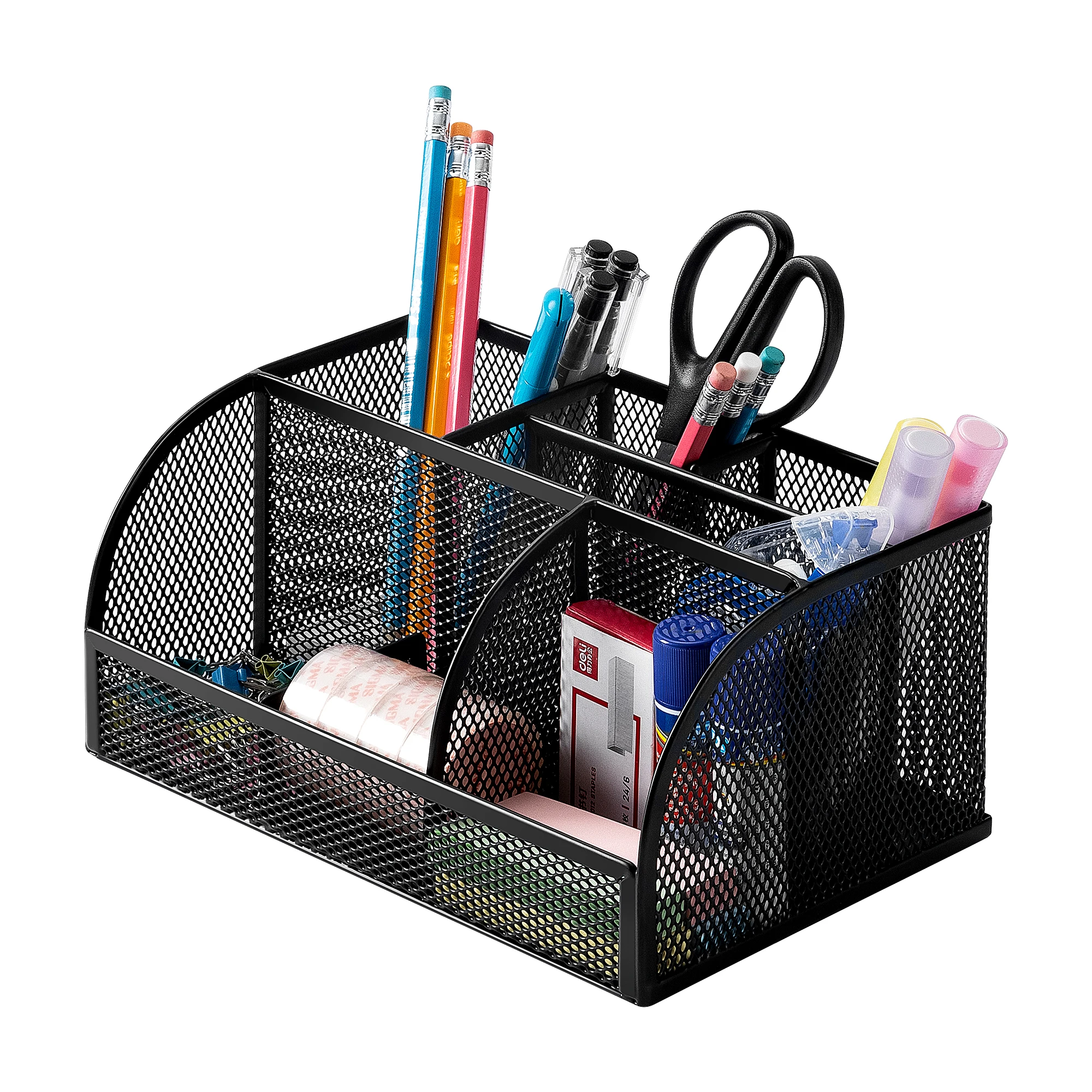 Forniture per ufficio organizer da scrivania Deli Mesh, 7 scomparti, nero