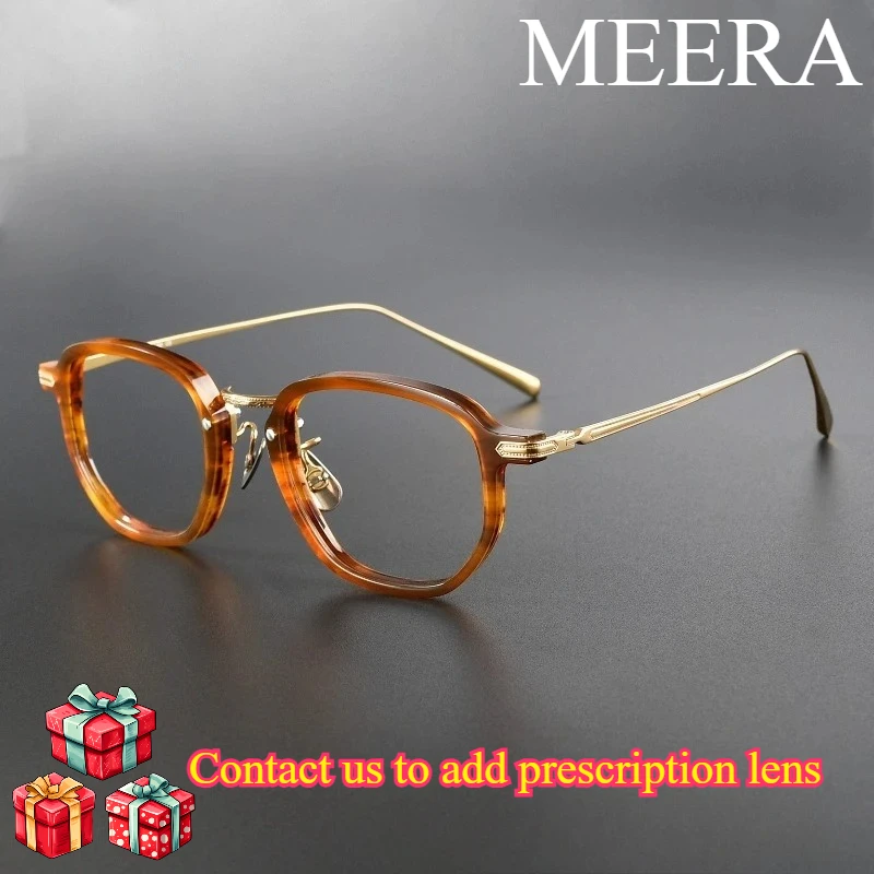 

Designer Tortoise Orange Titanium&Acetatel Optical Eyeglasses Frame Vintage Square Fashion Eyewear for Daily Office Casual Dates