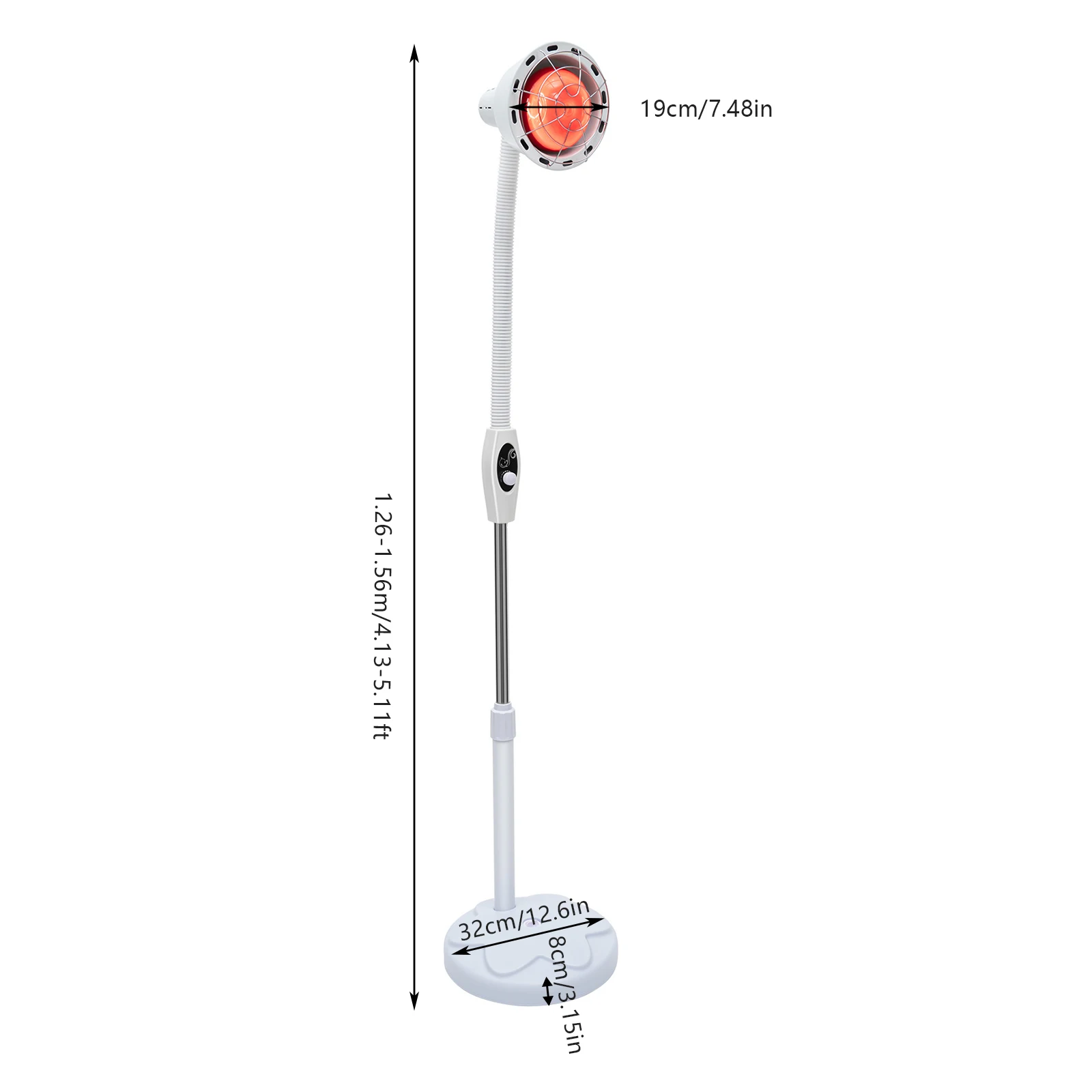 275 W verstelbare infrarood warmtelamp voor verlichting van spier- en gewrichtspijn, 360 °   Draaibaar infrarood therapeutisch licht, 0-115 ℃   Temperatuurregeling