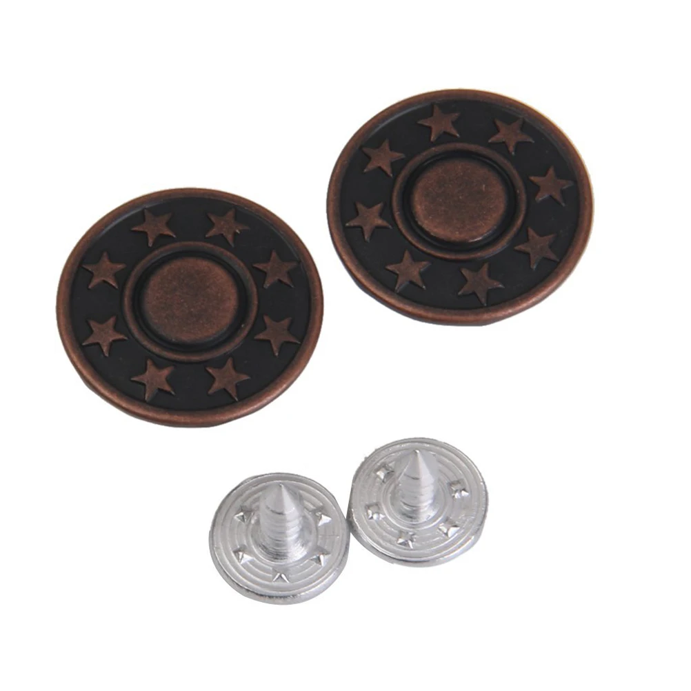 

50 Set I-shaped Buckle Snap Jeans Buttons H-shaped Screw Star Pattern Durable Lightweight Men Women Garments Sewing Supplies