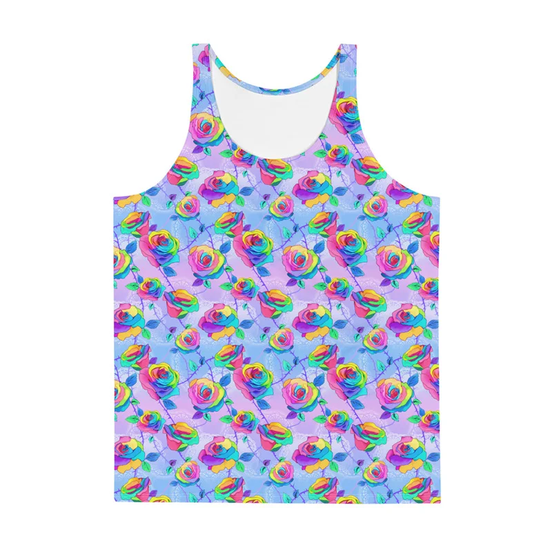 

Rose 3D Printed Flower Tank Tops Men's Clothing Summer Sleeveless Vest Hip Hop Streetwear Casual Floral Oversized Tops Tees