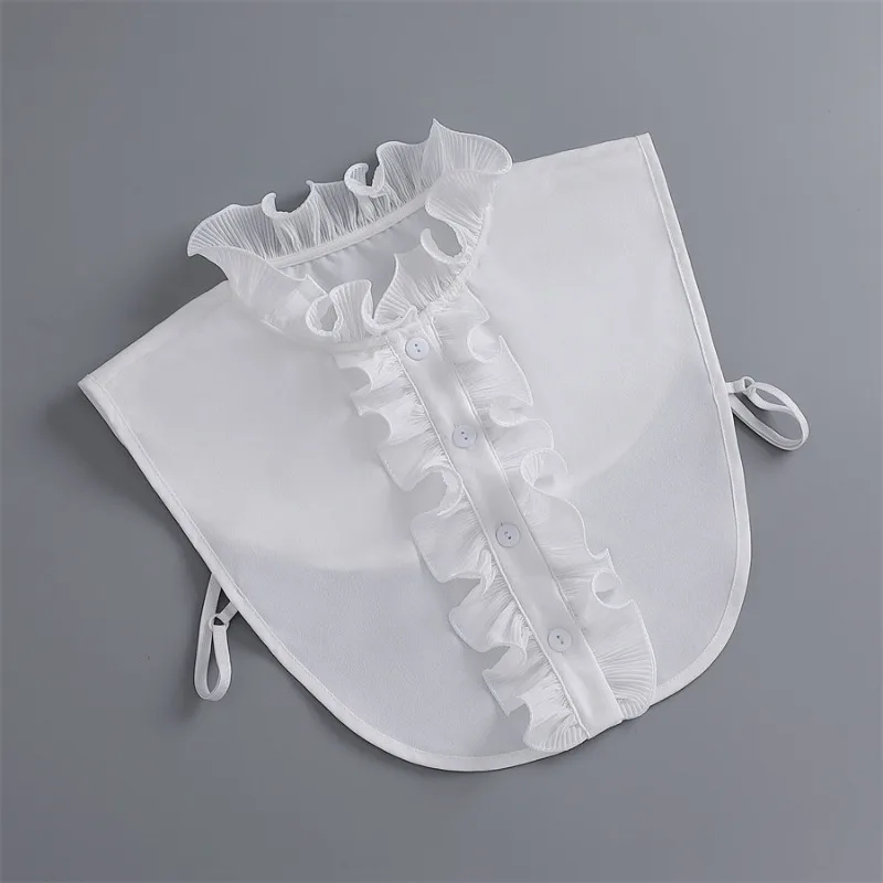 클래식 시폰 셔츠 여성용 가짜 칼라 탈부착 가능 조절 가능한 레이스 옷 블라우스 가짜 칼라 여성용