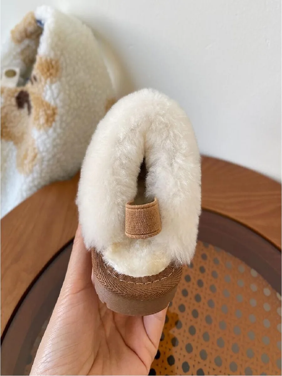 Size 15-30 Baby Plush Shoes Winter New Cotton Shoes Girls\' Fashion Warm Cotton Slippers Baby Soft Sole Walking Casual Shoes