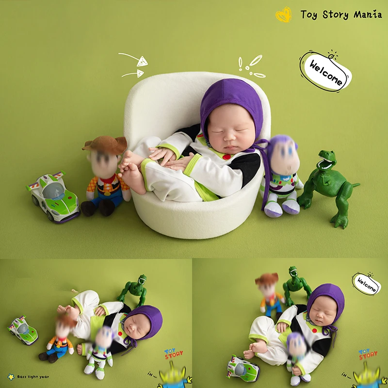 Baby Photography Clothing Newborn Cartoon Doll Props Buzz Lightyear Role-Playing Costumes Set Boys And Girls Photo Accessories