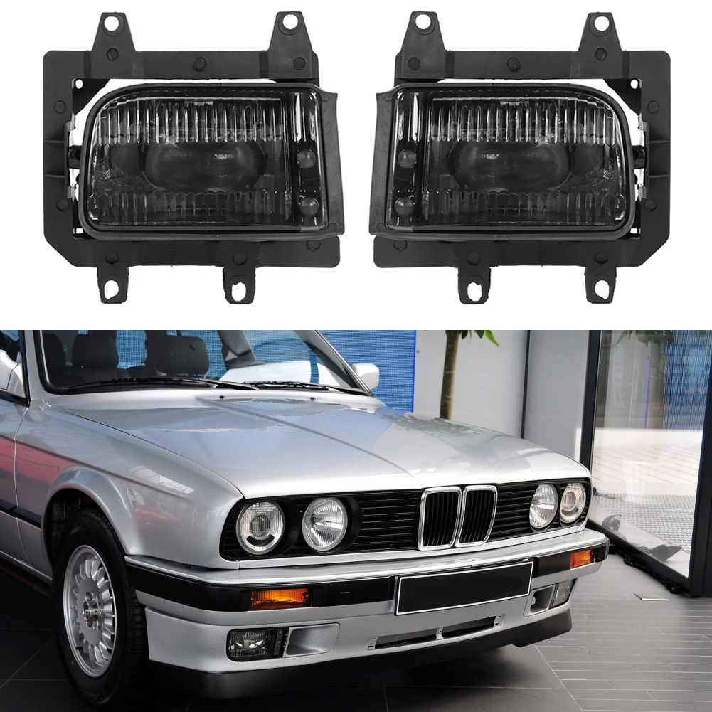 For E30 318i 325 85-93 Front Left+Right Bumper Fog Lights Fog Lamps+Bulbs Kit