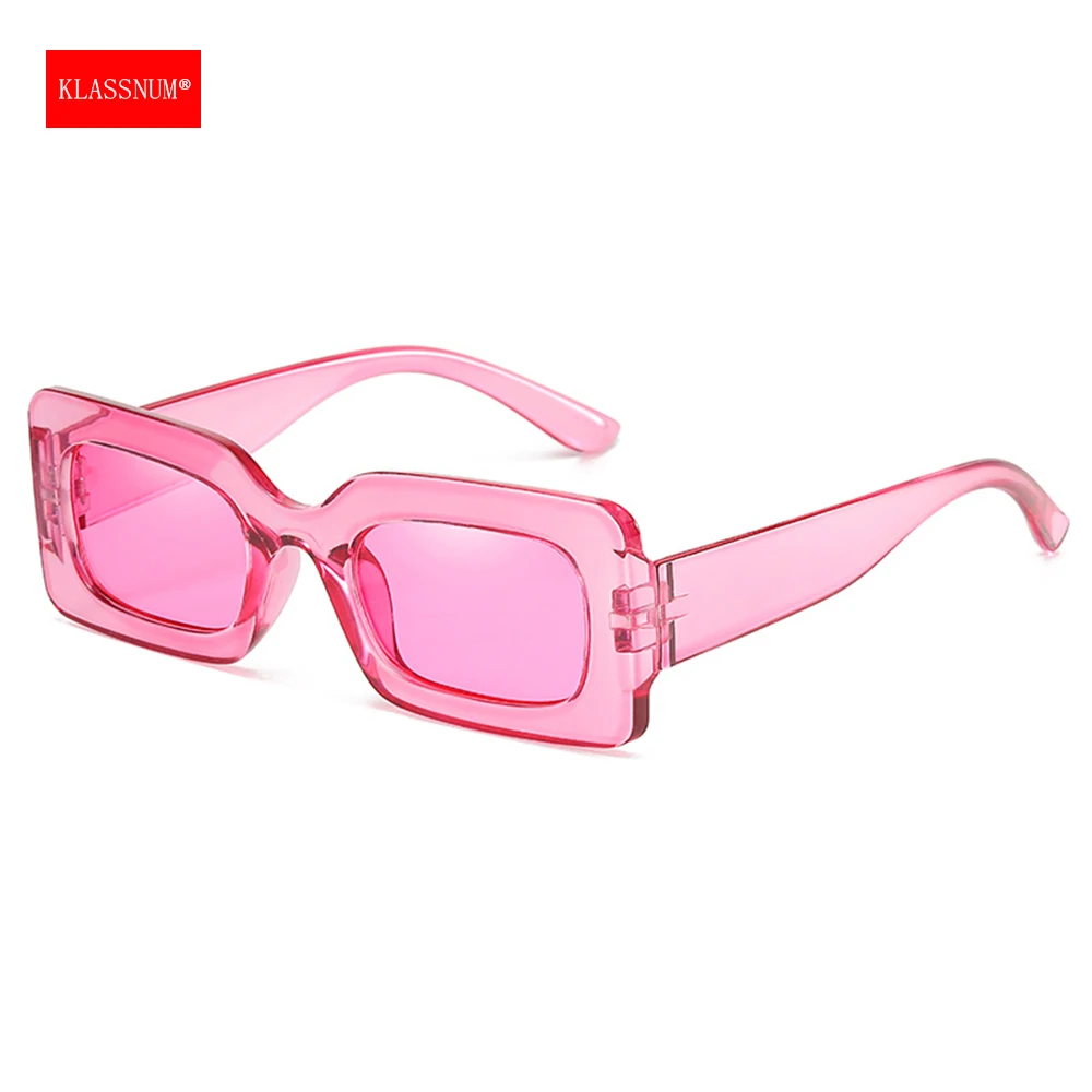 KLASSNU Women Candy Color Retro Sunglasses Large Square Frame Sun Glasses 2026 Trendy Party Eyepiece Anti UV400 Sun Shades