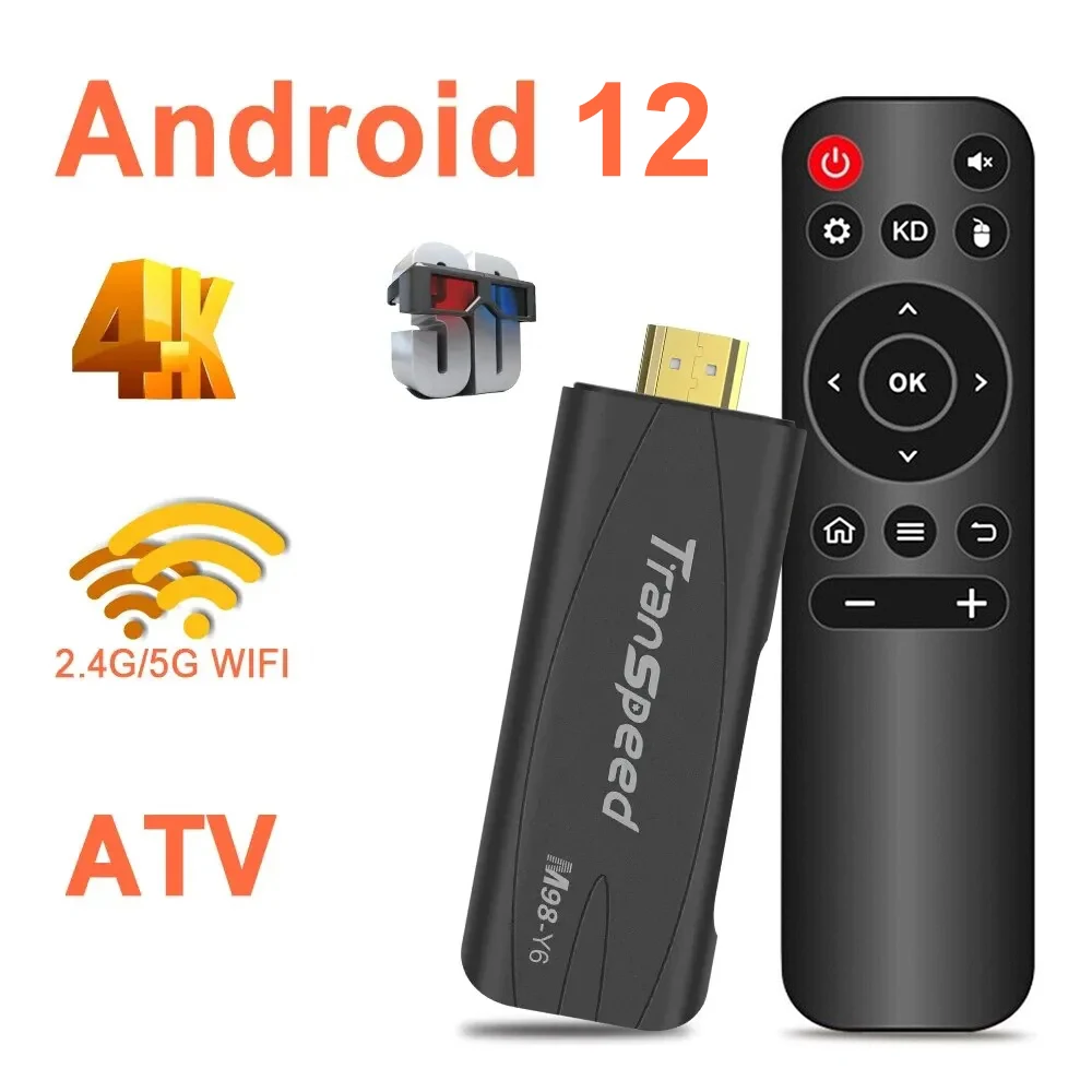 4K TV Stick For Android 12 ATV With TV App 3D TV Box Dual WiFi 2.4G&5G Voice Assistant Control Media Player TV Receiver Set Top