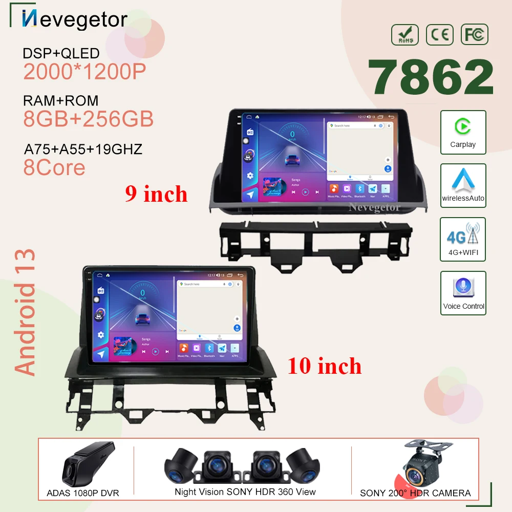 

Android 13 Auto Parts No 2din For Mazda 6 2002-2008 Car Radio Multimedia Video Player Navigation GPS DSP Carplay DVD 7862 8core