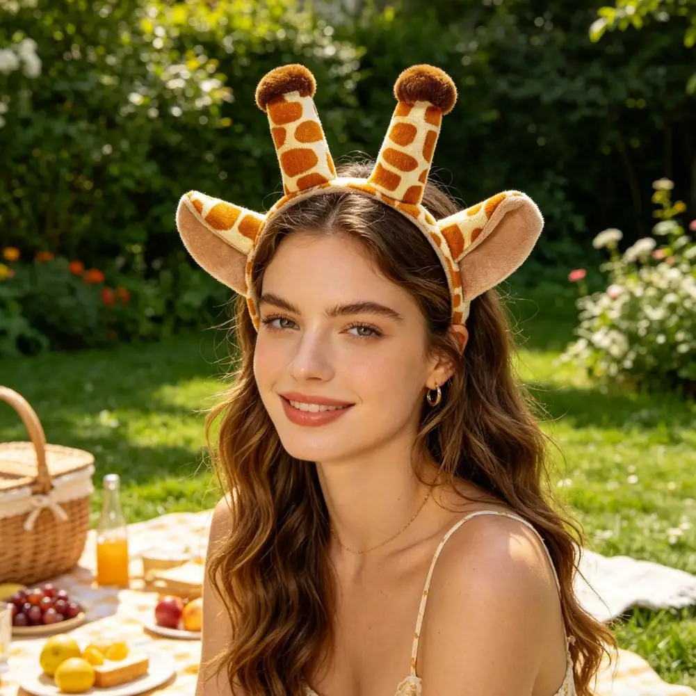 

Cartoon Headband Korean Style Funny Animal Hairbands Giraffe Ears Creative Face Washing Hair Hoop Photograph