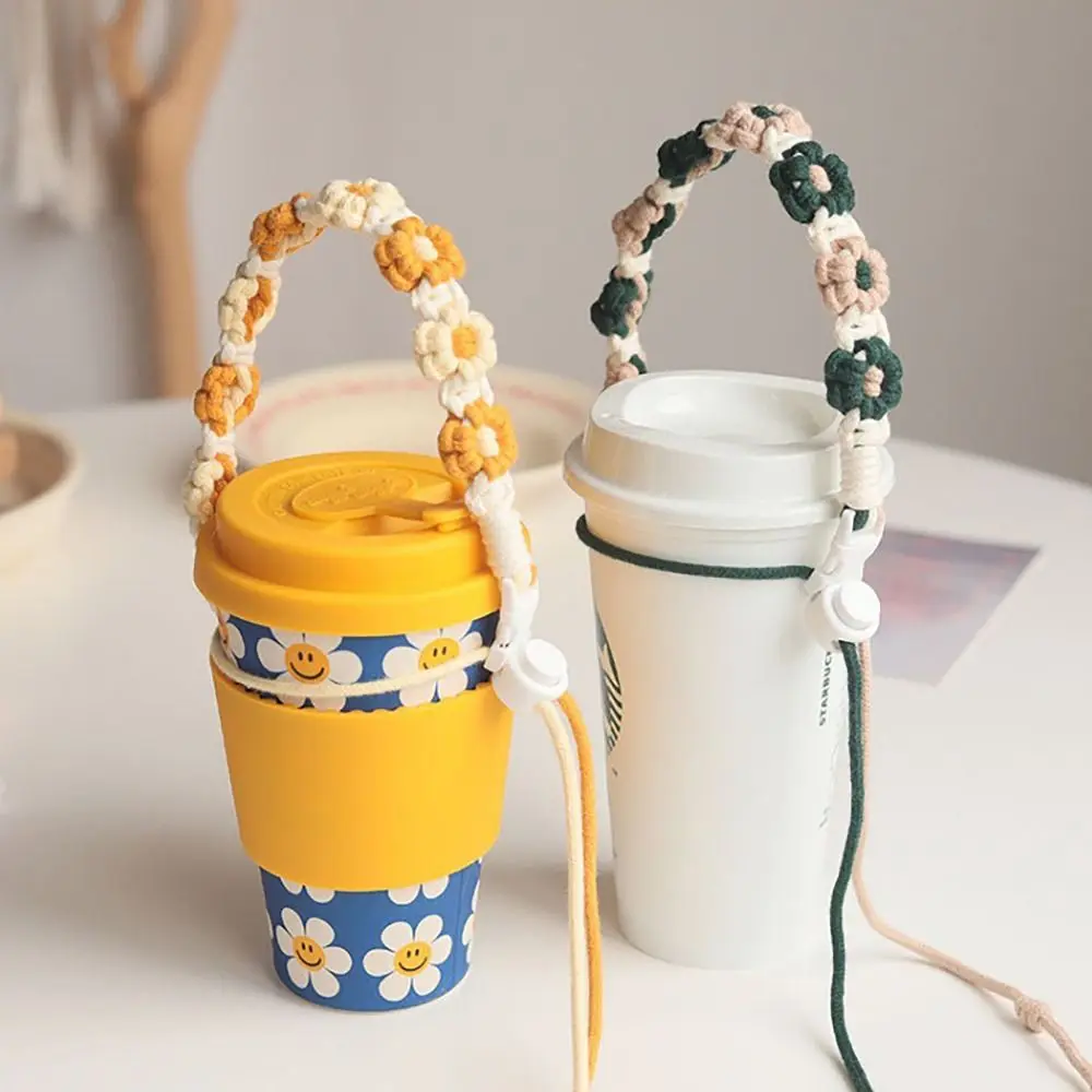 Flower Water Bottle Handle Tumbler Accessories Handmade Packaging Strap Leakproof Adjustable Cup Carrying Strap
