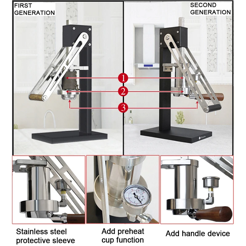 Ручной пресс для кофемашины, ручная экстракция эспрессо, рычаг переменного давления, кофеварка, функция подогрева чашки