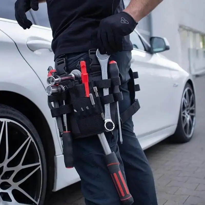 

Oxford Cloth Auto Tool Leg Maintenance Tool Bag Multiple Tool Rings Tool Pouch Multi-Functional Tool Organizer Nylon Webbing