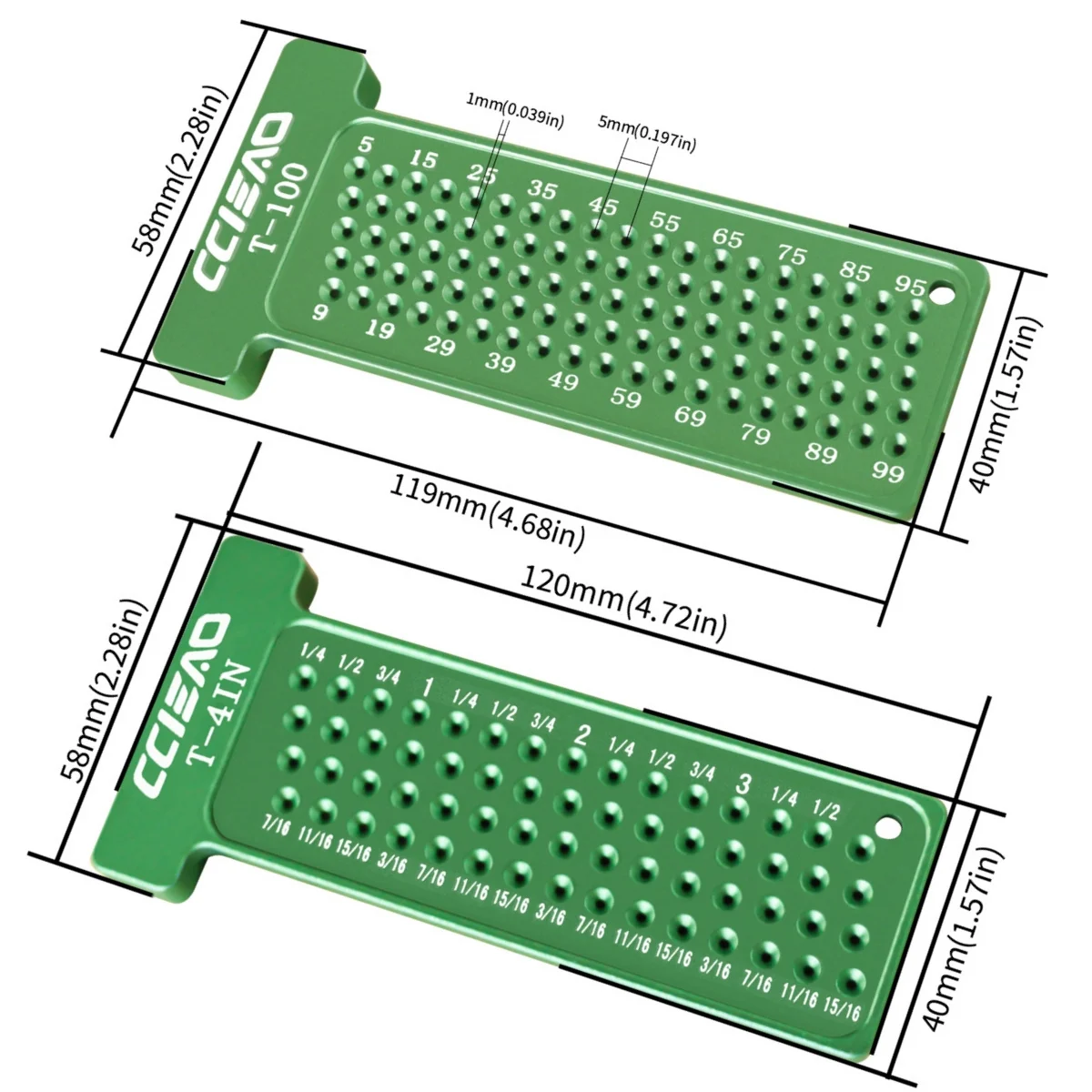 4 인치/100MM 목공 스크라이브, 목공 선 그리기 측정 도구 및 교차 교정용 미터법/인치 마킹 게이지